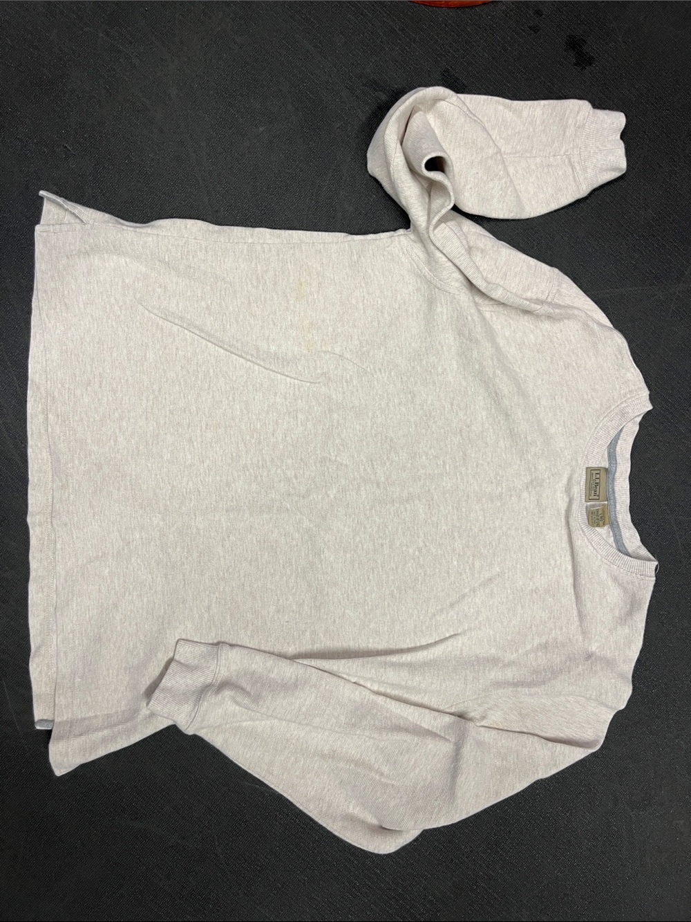 L.L. Bean Light Heather Cream Long Sleeve Crewneck Shirt